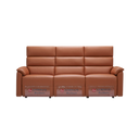 Giormani Sofa Singapore in brown leather featuring three seats with reclining function on black background