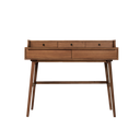 Nova Retro Mid Century wooden desk with multiple drawers and tapered legs against black background