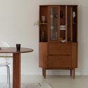 Verso Walnut Glass Shelf Cabinet