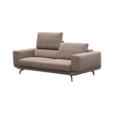 CODA modern two-seater leather sofa in taupe with adjustable headrests and metal legs