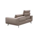 Modern beige leather sofa by CODA with adjustable backrests and sleek metal legs