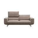 Modern beige leather sofa by CODA with adjustable headrests and sleek metal legs