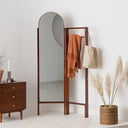 Walnut Full Length Standing Mirror and Clothing Rack (Clearance)