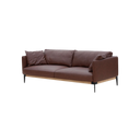 CODA brown leather sofa with wooden base and black legs featuring two cushions