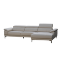 CODA cream leather L Shape Sofa with adjustable headrests and cushioned armrests on slim legs