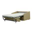 Giormani beige sofa bed with mattress unfolded showcasing modern and compact design