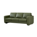 Giormani green leather three-seater sofa with modern design and plush cushions