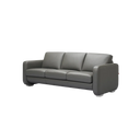 Giormani modern grey leather sofa with three seats and cushioned armrests on black background