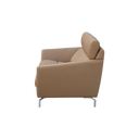 CODA beige leather sofa with modern design and metal legs in side view