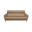 CODA beige leather sofa with modern design and metal legs