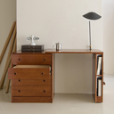 Born in Colour extendable study desk in wood finish with built-in drawers and shelves for storage